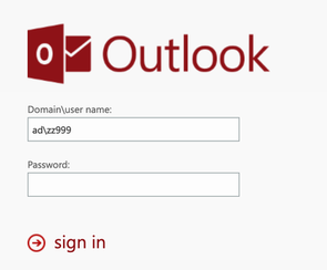 Screenshot of Exchange Login